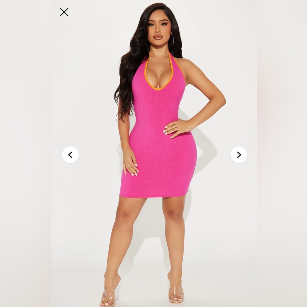 Fashion No a Pink Halter Neck Dress